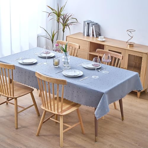 Nappe jacquard imperméable gris clair 140x240cm lavable et infroissable