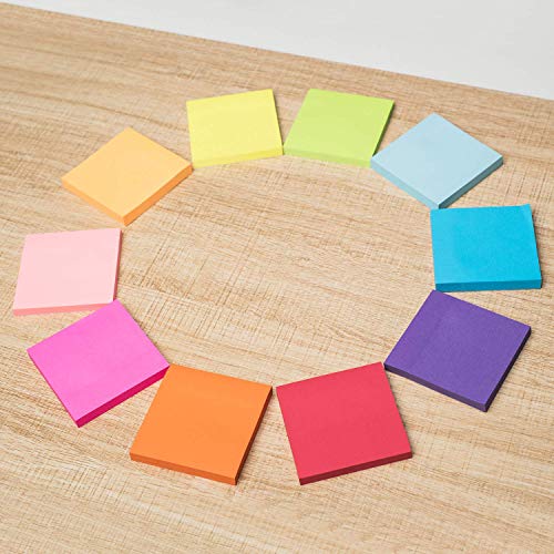 ZCZN 8 Bright Color Sticky Notes, 3 x 3 in, 16 Pads/Pack, 100 Sheets/Pad, Self-Stick Notes