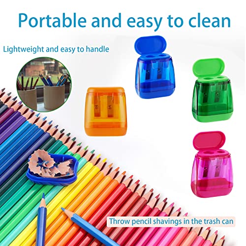 Ofisexpt 4Pcs Colored Pencil Sharpener, Manual Pencil Sharpener Dual Holes, For Kids Adults Students School Class Home Office #TOP2