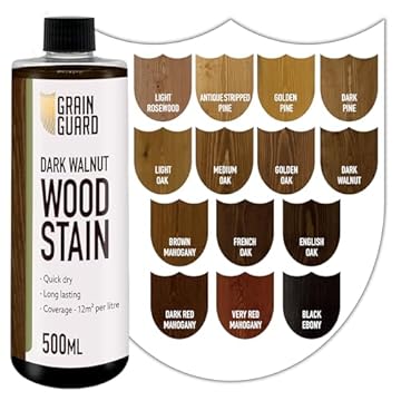 GRAIN GUARD Wood Stain Water Based | Dark Walnut | 500ml | Interior Furniture Stain | Light & Dark Stains | Eco-Friendly & Non-Toxic Wood Dye | Easy Application | Quick Dry & Low Odour