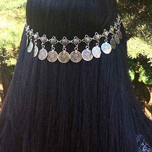 Chargances Women Head Chain Halloween Metal Head Chain Vintage Headband Festival Forehead Headpiece for Women Totem Head Accessories Tassel Headpiece for Women and Girls