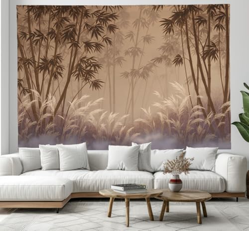 Tapisserie 3D détaillée forêt de bambous pour habiller un grand mur vide