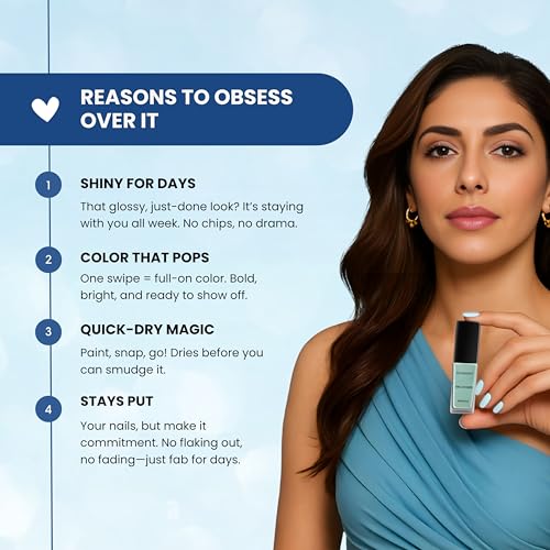 Image of Ellement Co Bubblegum Pastel Blue Nail Paint 10 ML | High Gloss Salon Shine Nail Colour | Quick Dry, Long Lasting & Chip Resistant Formula | Smooth Streak-Free Application | Vegan, Non-Toxic, Paraben Free & Dermatologically Tested Nail Polish