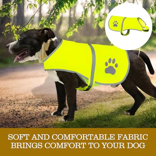 Reflektierende Sicherheitsweste für Hunde L, Weste Reflektierenden für Haustiere Verstellbar, Warnweste Hund Pflegeleicht, Dog Light Up Vest mit Pfotenabdruck und Klettverschluss
