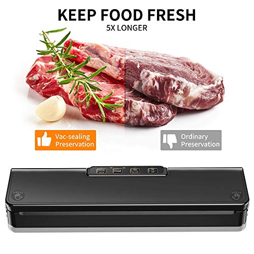 Vacuum Sealer Machine, Automatic Food Sealer Vacuum Air Sealing System For Foodsaver| Portable Sealer with 15 Vacuum Sealer Bags| Dry & Moist Food Modes| Compact | Easy to Clean | Led Indicator Lights
