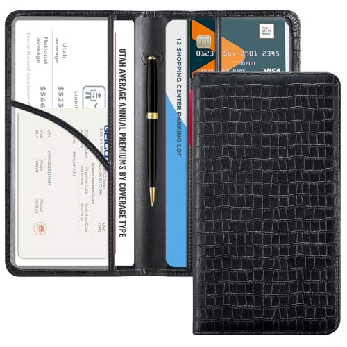 Image of CoBak Car Registration and Insurance Holder | Vehicle Glove Box Organizer, Auto Truck Compartment Document Case with Magnetic Closure for Insurance & Driver License