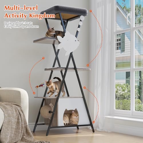 Árbol para Gatos Moderno de Múltiples Niveles para Interior miniatura 3