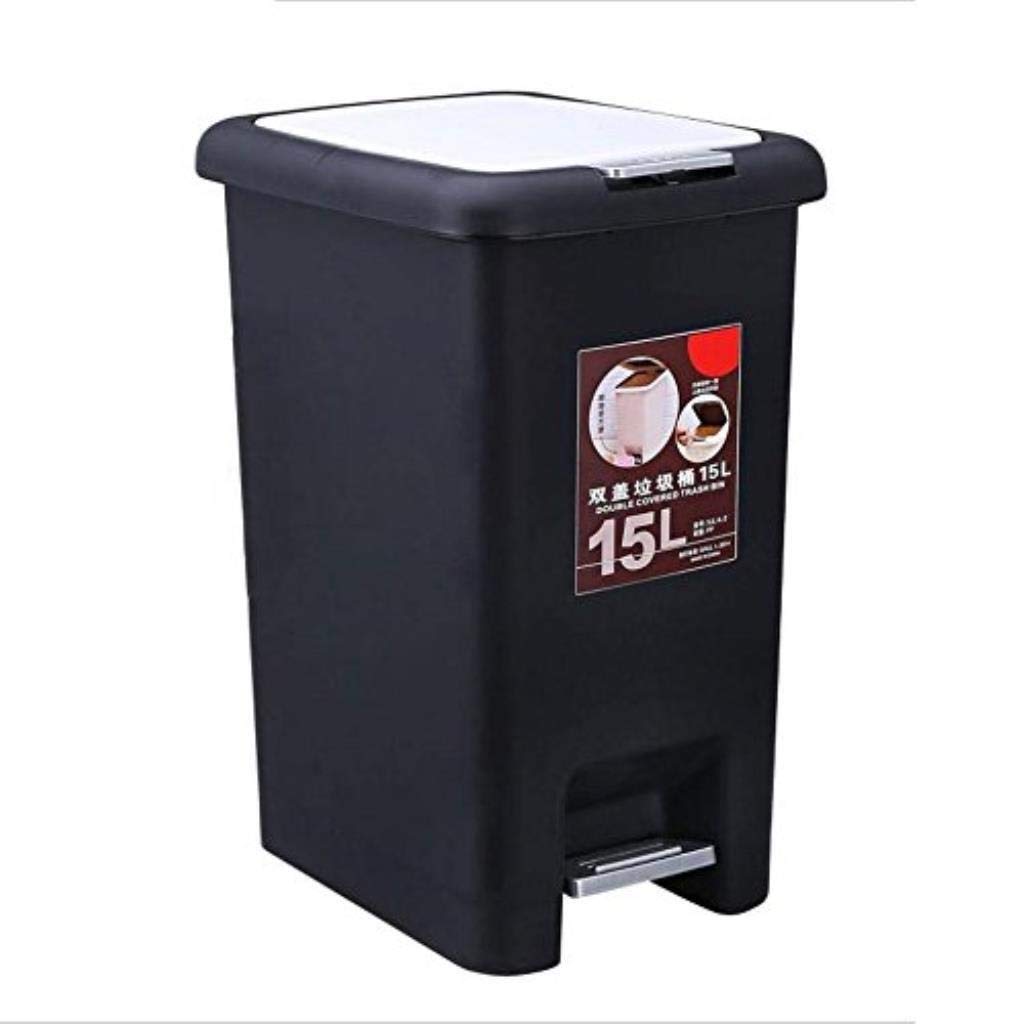 Abfallbins Mülleimer Pedal-Mülleimer Mit Deckel-Papierkorb Für Wohnzimmer Badezimmer Schlafzimmer Küche/Schwarz/15L.