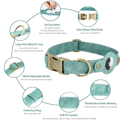 Collier AirTag petit chien suivi GPS connecté en cuir - 6