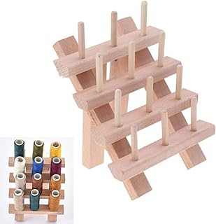 12/20/46/60/120 Spool Foldable Wood Thread Stand Sewing Threads Storage Rack Sewing Quilting Embroidery Spools Holds Organizer Wall Mount Spools Cone Embroidery Sewing Storage Holder Shelf (12 Spool)