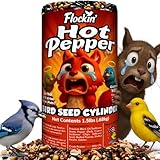 Flockin' Hot Pepper Bird Seed Cylinders with Hole – Squirrel Proof Spicy Bird Seed - Perfect for Cardinals, Woodpeckers, Blue Jays & More – Wild Hot Birdseed with No Filler – USA Made (4" x 7.75")