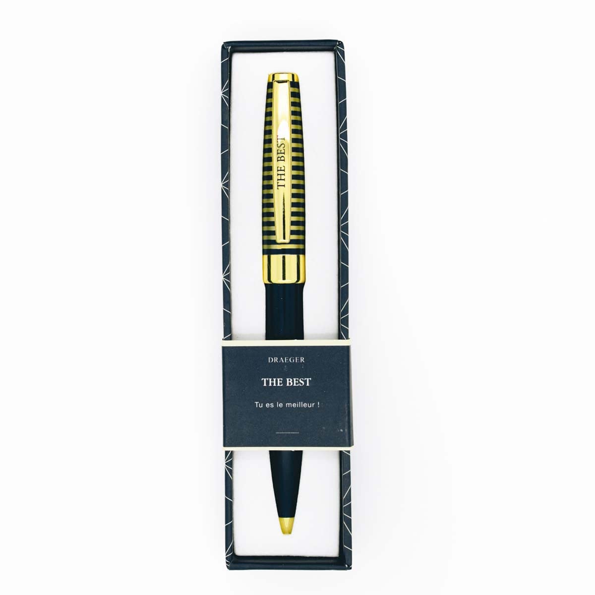 Draeger Paris The Best Retractable Ballpoint Pen, Midnight Blue and Gold, Gift Box