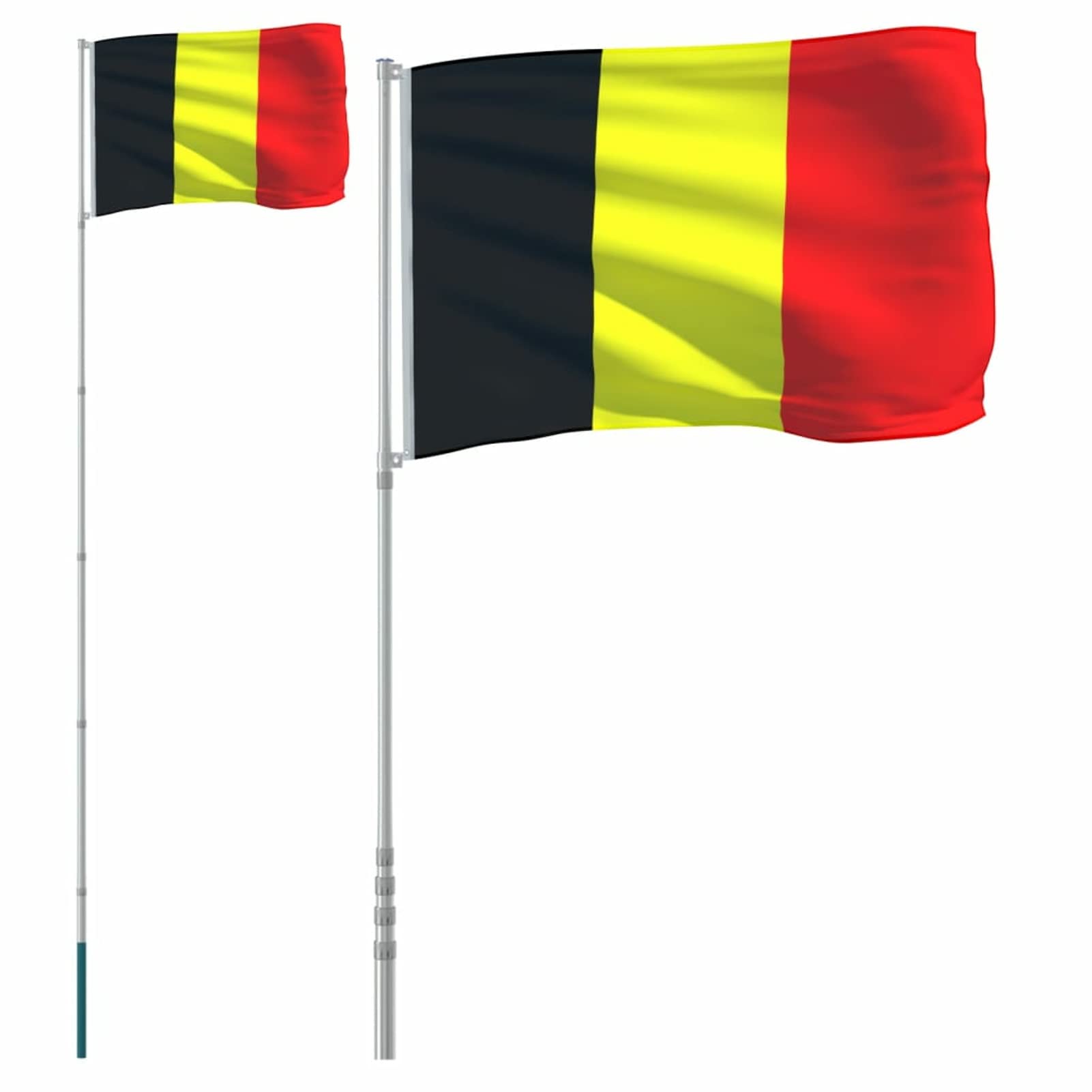 Mástil y bandera de Bélgica aluminio 5,55 m, ZEYUAN Mastil Bandera Exterior, Asta De Bandera
