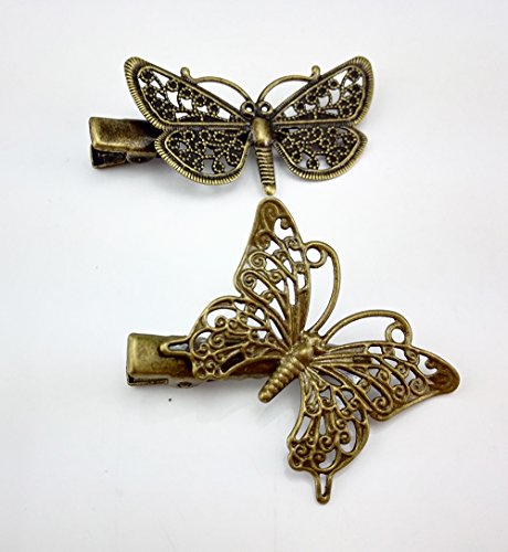 Pack de 6 pinzas de cabello vintage mariposa y libélula miniatura 4