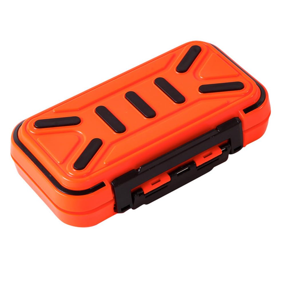 Small Orange Fishing Tackle Storage Box, Waterproof Fishing Lure Box Organizer with Double Lock Design for Fishing Hooks, Jewelry Beads, Earring, Keys