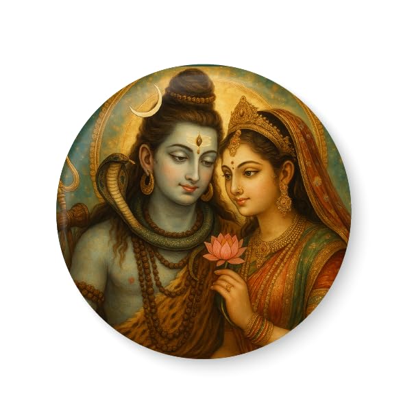Lord Shivan Parvathi I Shiva Parvati I Pin Badge Multicolor-image-35