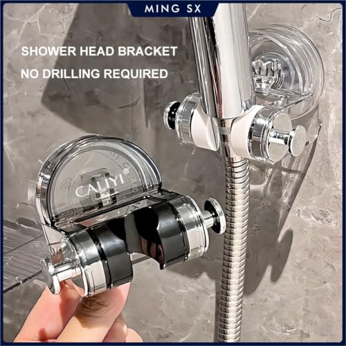 Support de douche à ventouse noir orientable fixation murale sans perçage - 3