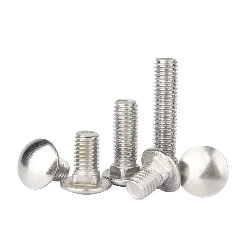 Image of Rely⇒VP INDUSTRIES (Pcs-15) 1 /4 inchx2.5 inch inch Stainless Steel Carriage Bolts Round Head, Square Neck for Furniture, Door Fittings, Joining Wood Boards, Cabinets, Cupboards,Chairs & Beds (Length-62 mm)