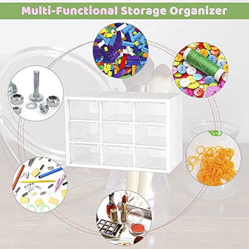 Image of Acrylic Desktop Drawer Organizer Mini Plastic Office Supplies Desk Storage Jewelry Organizer Box 9 Removable Drawers Storage Box Makeup Drawers for Cabinet & Home White