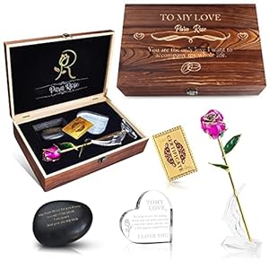 PARAROSE Anniversary for her | Wife | Women – ‘to My Love’ Engraved Wood Gift Set Includes Crystal Engraved Heart | 24K…