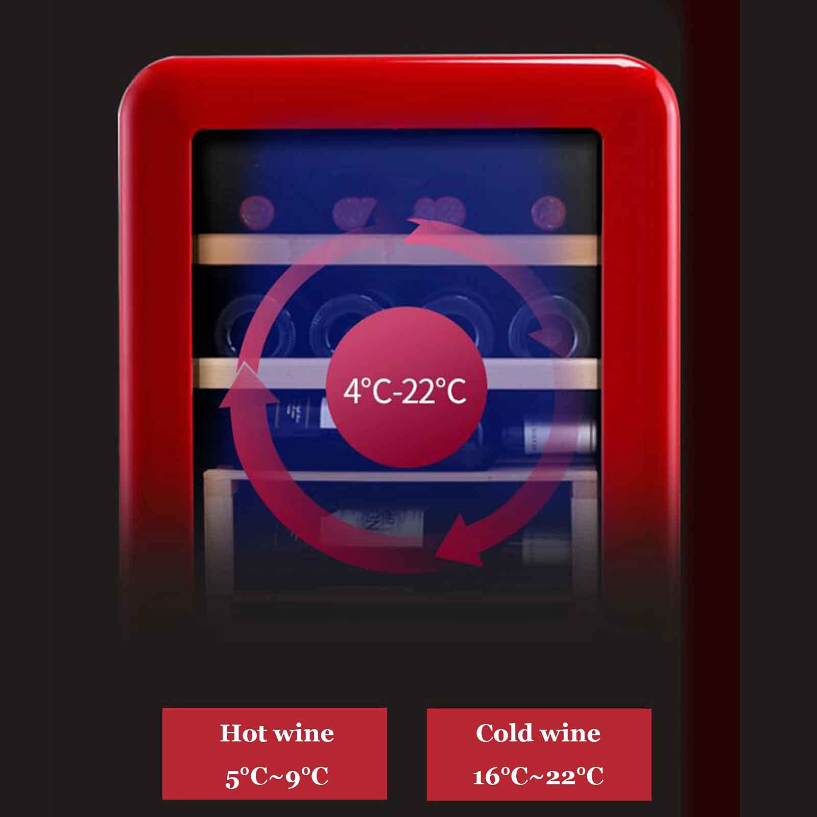 Jksvtf Red Wine Warmer,Beverage Refrigerator And Cooler Outdoor Drinks Cooler Fridge 4°C~22°Cconstant Temperature Storage Compressor Fridge Can Hold: 12 Bottles on Fridge.com - View 5
