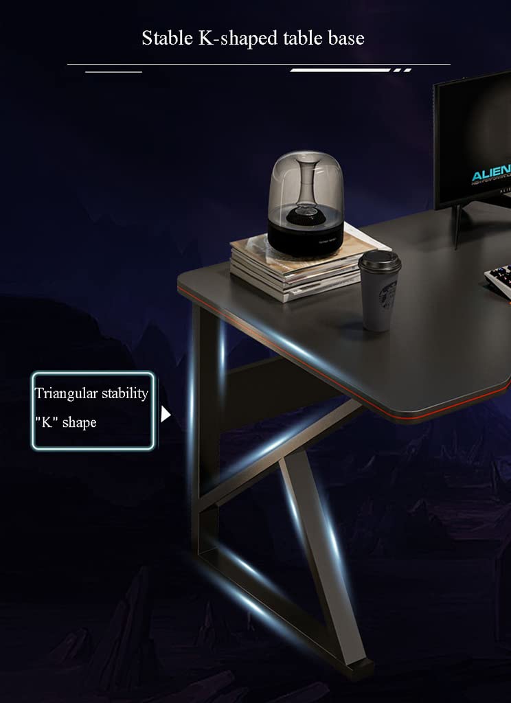 Tavolo da Gaming Superficie in Fibra di Carbonio, Modello Grande, postazione di Lavoro per PC a Forma di Z con Rete Metallica, Lunghezza 140 cm.