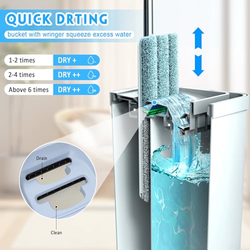 Mop-and-Bucket-with-Wringer-Set-Hands-Free-White-Flat-Squeeze-Mop-Bucket-Set-for-Floor-Cleaning-and-Wall-Cleaner-with-Long-Handle-with-2-Reusable-Microfiber-Pads
