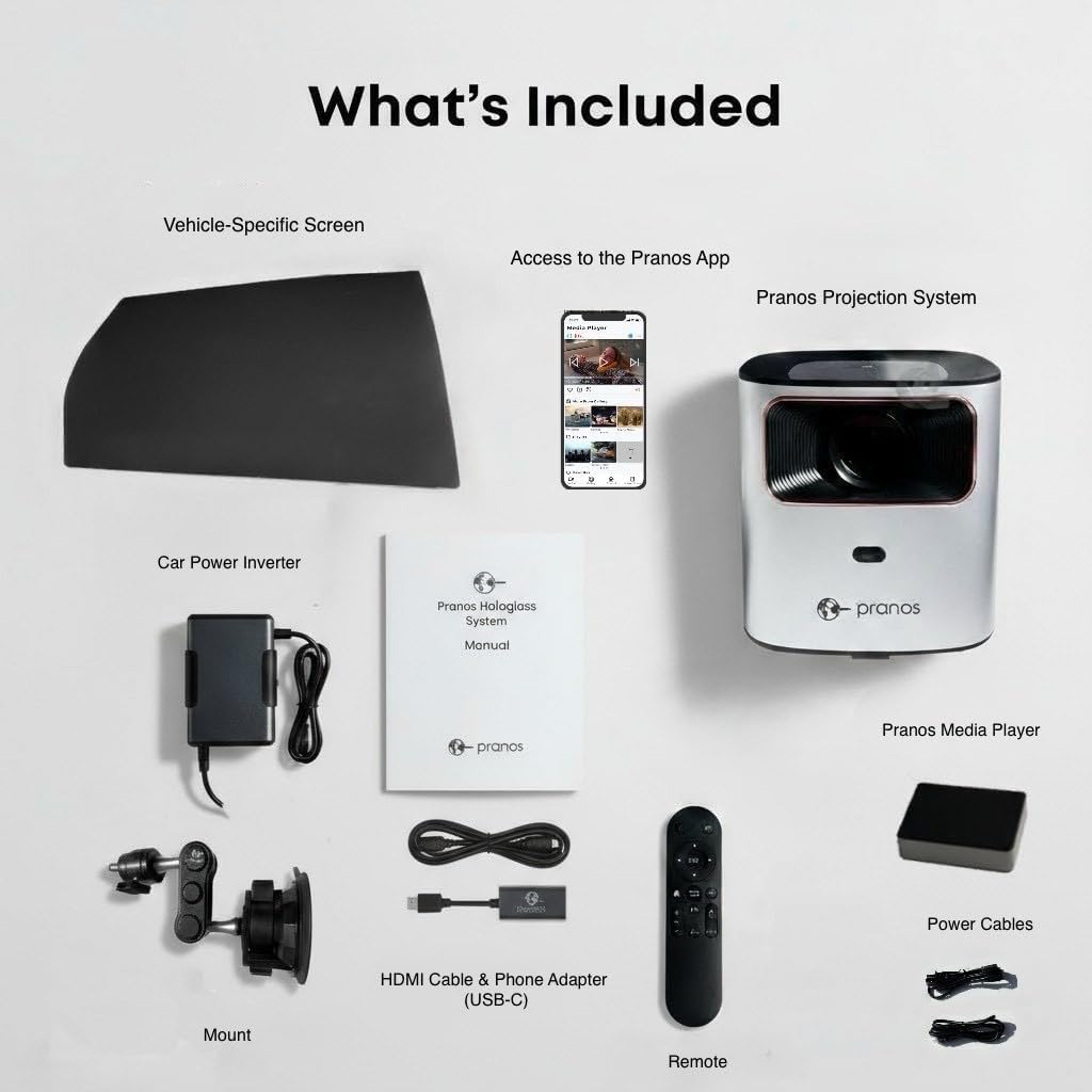 Pranos Hologlass- Car Window Display System (Rear Side Window-with Wired Adapter)