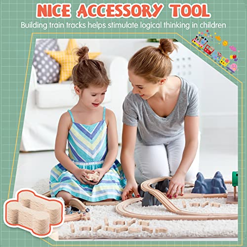 hanaive 20 pcs wooden dog bone track connector pack accessories wooden train track adapter connector pieces toy train set for teens to make wood railway