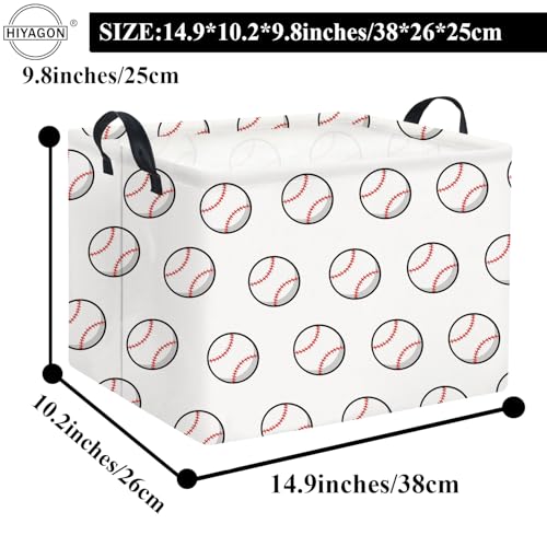 Image of Rectangular Baseball Basket Kids Baby Nursery Storage Basket for Boys Football Room Decor Cute Storage Organizer Bins Bedroom(Baseballs)