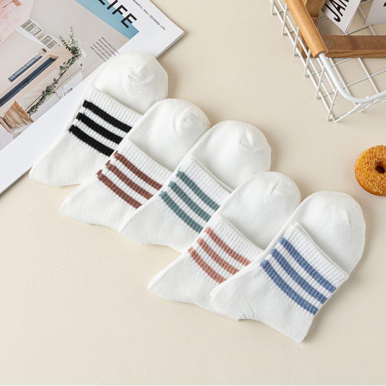 5 Pairs Womens Socks Striped Low Cut Ankle Socks Breathable Casual Running Socks2