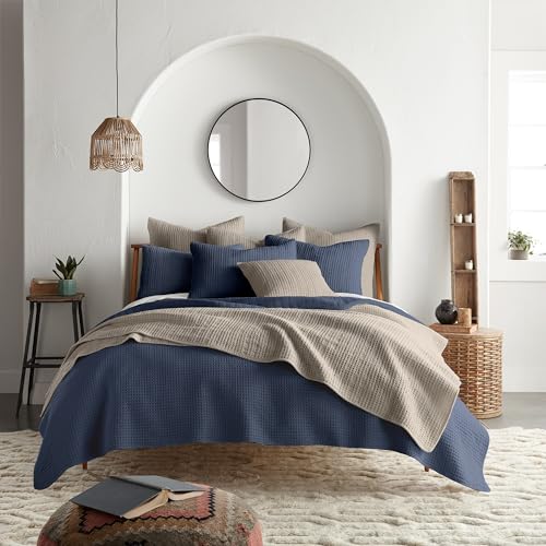 Image of Levtex Home - Mills Waffle - Twin Quilt Set - Navy Cotton Waffle - Quilt Size (68 x 86in.), Sham Size (26 x 20in.)