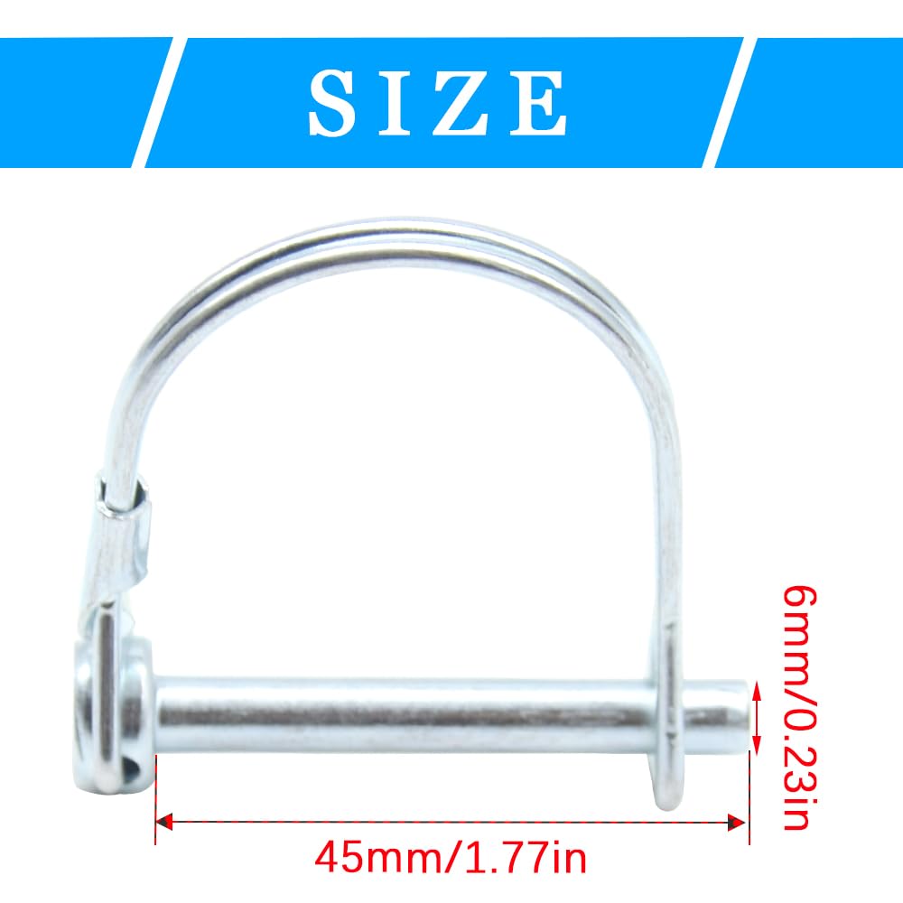 5 perni di sicurezza da 6 mm x 45 mm, con chiusura a scatto in zincato, per rimorchi, camion, trattori, ribaltabili, fattorie, tosaerba (D6 mm x 45 mm)