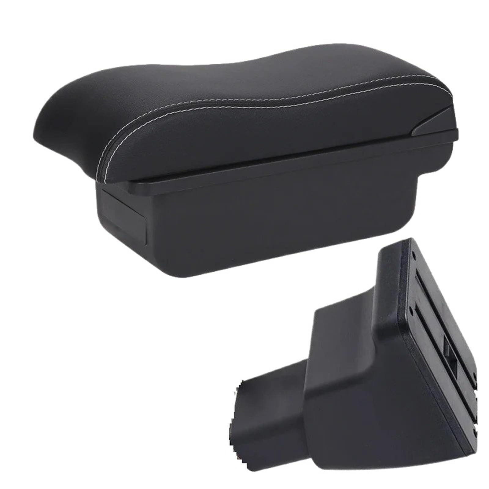 JMOLXURI Car Armrest Box For Hyundai For I10 Armrest Box Car Interior Parts Details Retrofit Storage Accessories Center Console(C3 Black white NOUSB)