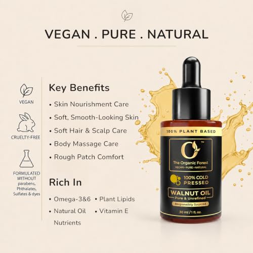 Image of Walnut Oil for Face, Hair & Body | Nourishes Dry Skin and Adds Shine to Frizzy Hair | 30ml