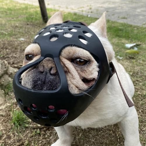 Mayerzon Kurze Schnauze Hund Maulkorb, weiche Silikon flachen Gesicht Maulkorb für Französisch Bulldogge Shih Tzu und Mops für Beißen Kauen Lecken und Grooming, erlaubt Hecheln, M