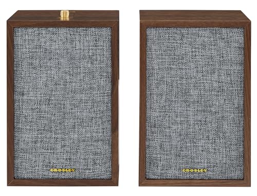 Crosley S200A-WA 4' Active Powered Bluetooth Stereo Speakers with Optical, USB, and Aux Connections, Walnut