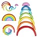 welltop Puzzle Rompecabezas Apliable Diseño de Arco 7 Colores Rainbow Toy Bricks Apilamiento Educación temprana Geometry Ladrillos Rompecabezas Educativo Regalo de Juguete