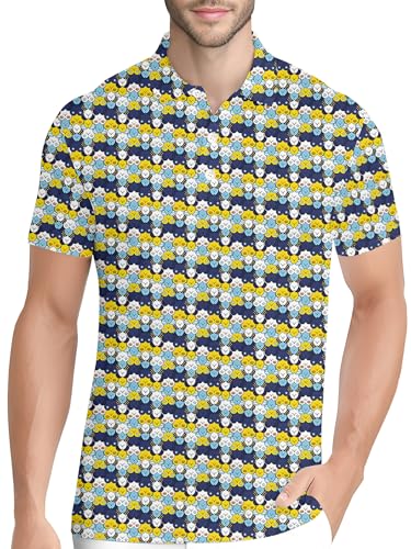 Image of PAGYMO Funny Golf Shirts for Men Crazy Printed Pattern Novelty Moisture Wicking Performance Mens Polo Shirt