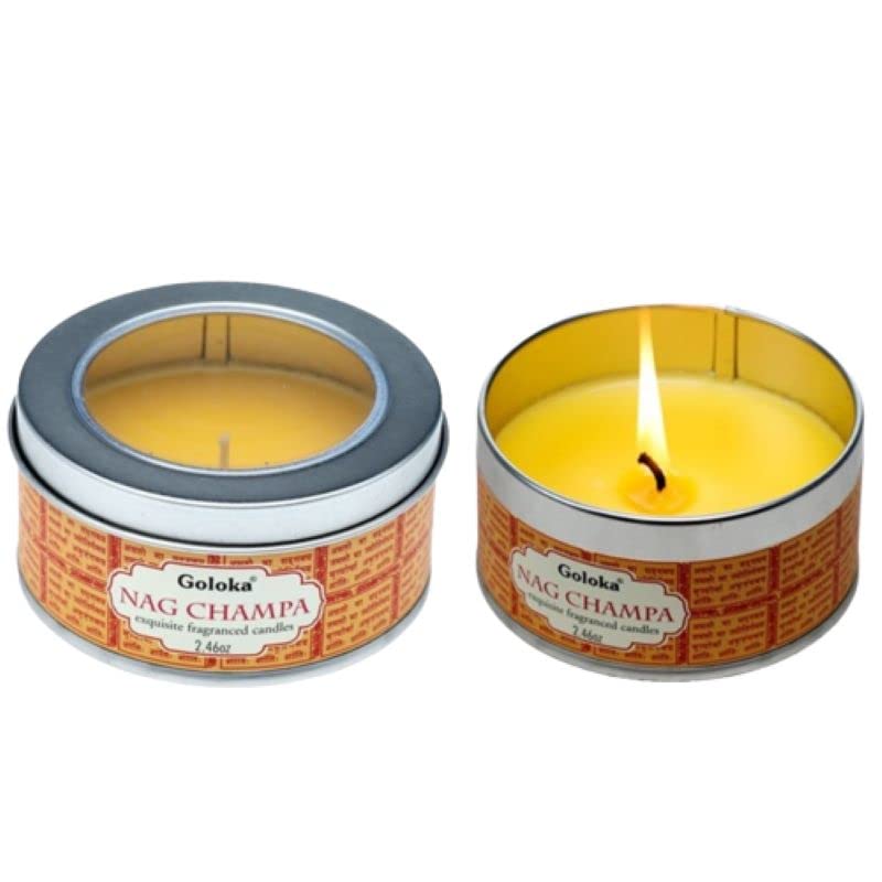 2 Velas de Cera Nag Champa Soja en Lata Caja de Metal Perfumada...