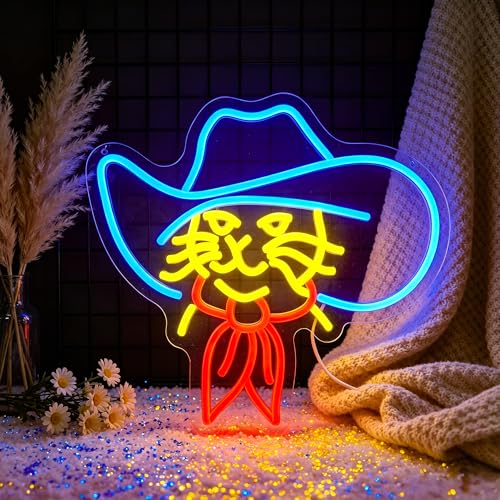 Image of Cat Neon Sign for Wall Decor Light Up Sign Cowboy Led Signs for Room Party Home Wall Decor USB Powered