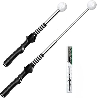 Joyzan Retractable Golf Swing Trainer, Golf Club Grip Training Aid Right Handed Chipping Hitting Portable Click Stick Accessories Strength Tempo Warm Up Practice Indoor Outdoor Golfers Men Beginners