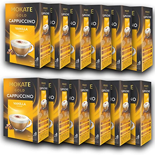 Cappuccino à la vanille - Lot familial de 12 boites de 8 dosettes (soit 96 dosettes) - café soluble de qualité supérieure Mokate - un gout délicieux et intense Cover