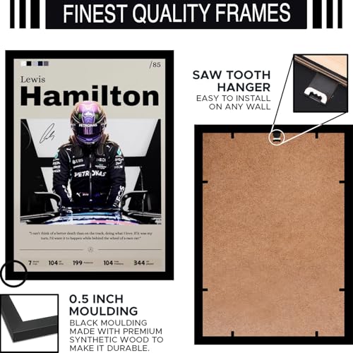Image of BLINKART Lewis Hamilton F1 Racing Tennis Player Synthetic Wood Photo Framed Wall Hanging Poster For Room & Office Bedroom Living Boys & Girl Room Home Wall Hanging, Decorative Wall Art (13*10 Inches)