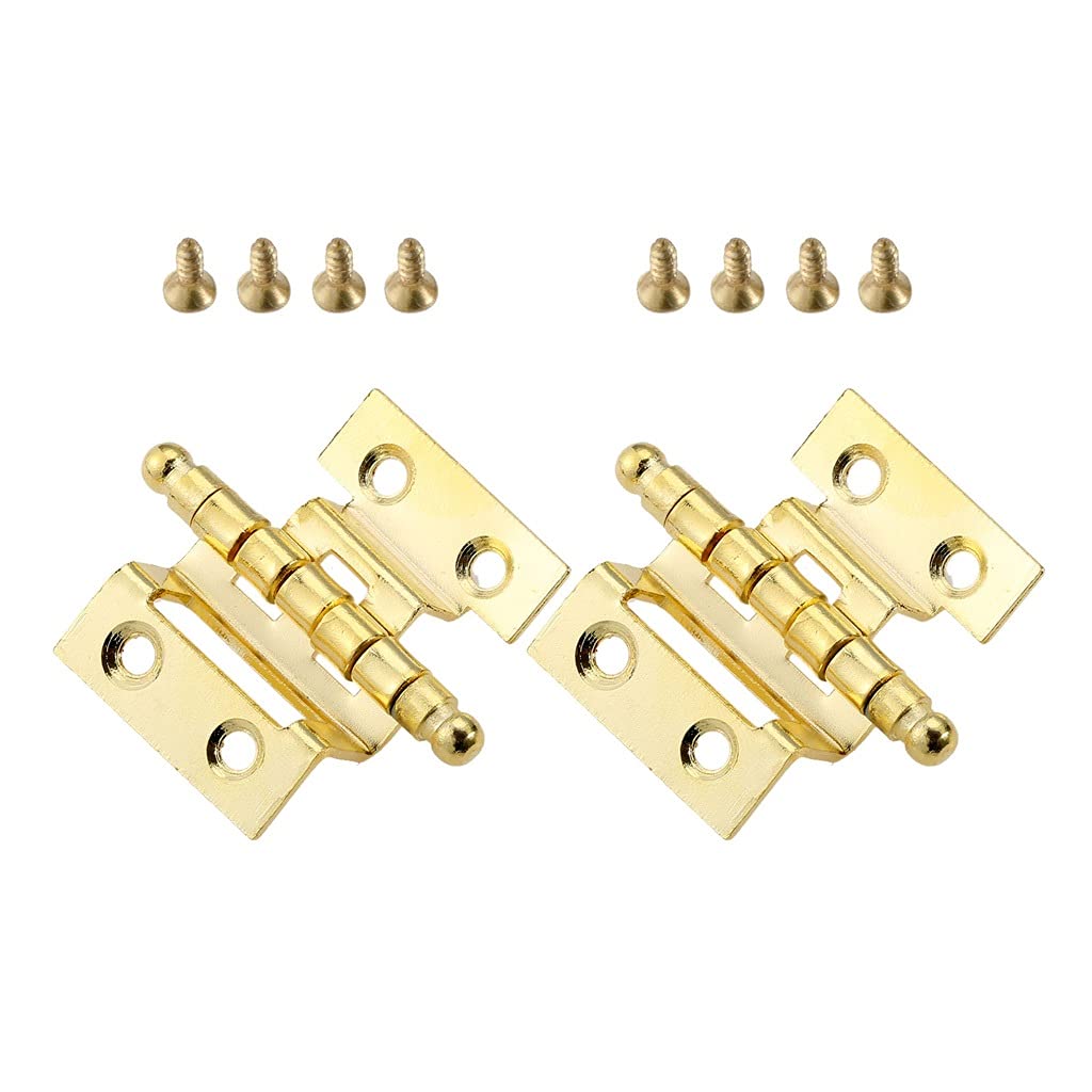 Nvsfzgiyg One Color 2Pcs Gold Furniture Decorative Hinges Cabinet Door Luggage Crown Hinge 8 Holes Decor For Vintage Wooden Jewelry Box 40Mm