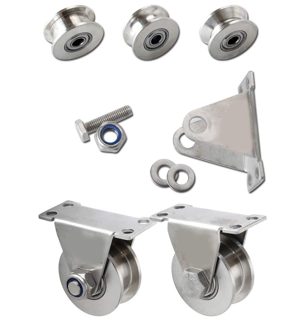 Rodamientos de rueda de acero inoxidable 304, 2 pulgadas, para puerta corredera, ranura en U, capacidad de carga 660