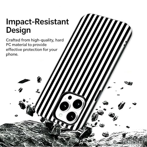 Image of for iPhone 13 /14 Case Cute Phone Case,Compatible with MagSafe,Dual Layer Shockproof Protective Phone Cover,Hard Shell + Silicone Cover,Fashion Design for Women Girls,Striped Black
