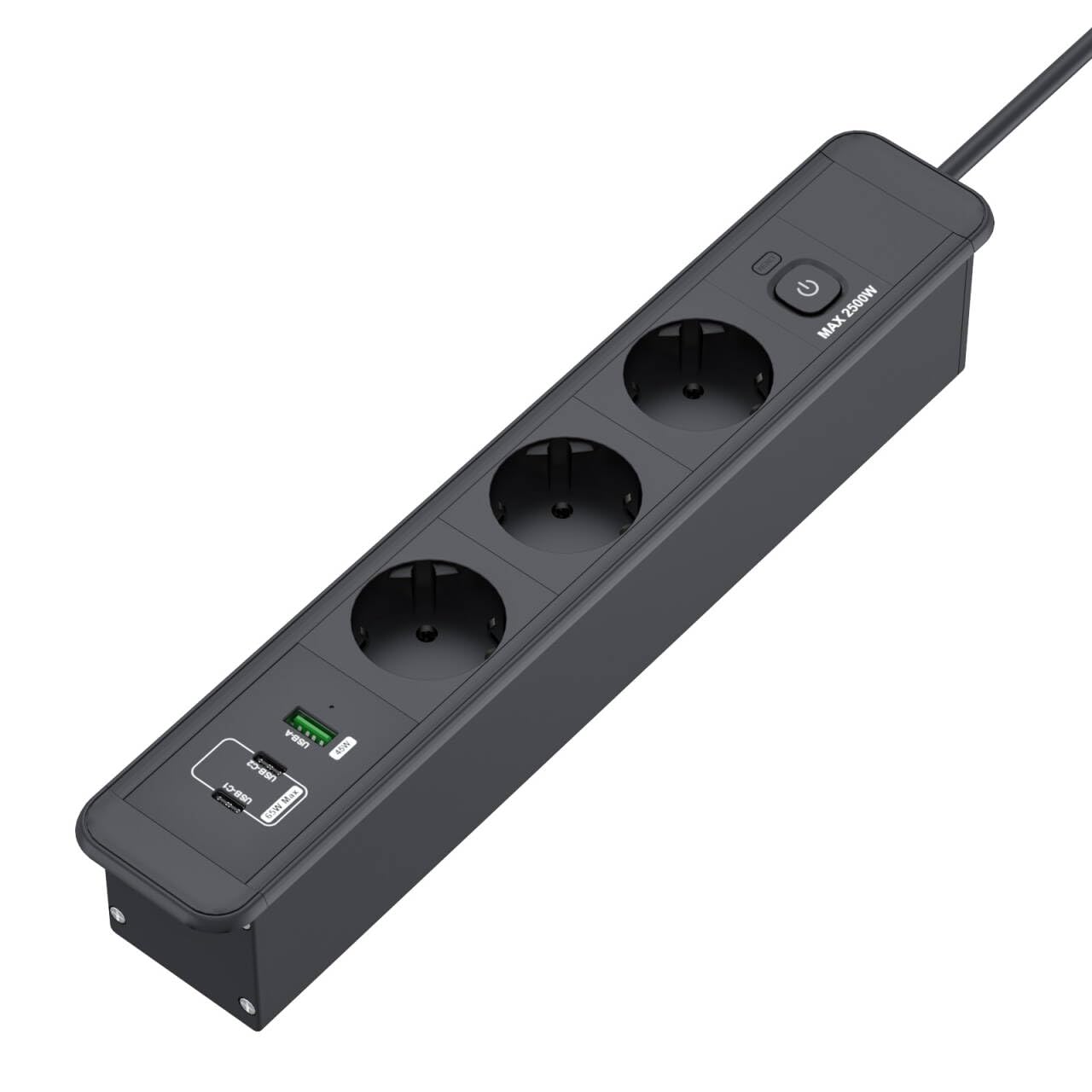 Multiprise de table multiprise BQO de bureau 3 prises avec 3 ports USB câble 1,8m