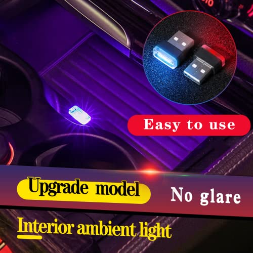 2Pcs Universal Usb Led Interface Plug-In Mini Night Light Car Interior Trunk Ambient Atmosphere Lamp (Purple) #TOP6