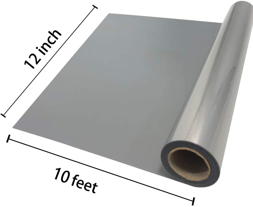 FUNKAKA Heat Transfer Vinyl Reflective Light & Dark Gray HTV Rolls, 12" x 10ft Iron on Vinyl for All Cutter Machine, Reflective HTV Vinyl for T-Shirts Easy to Cut & Weed for Heat Vinyl DIY Design